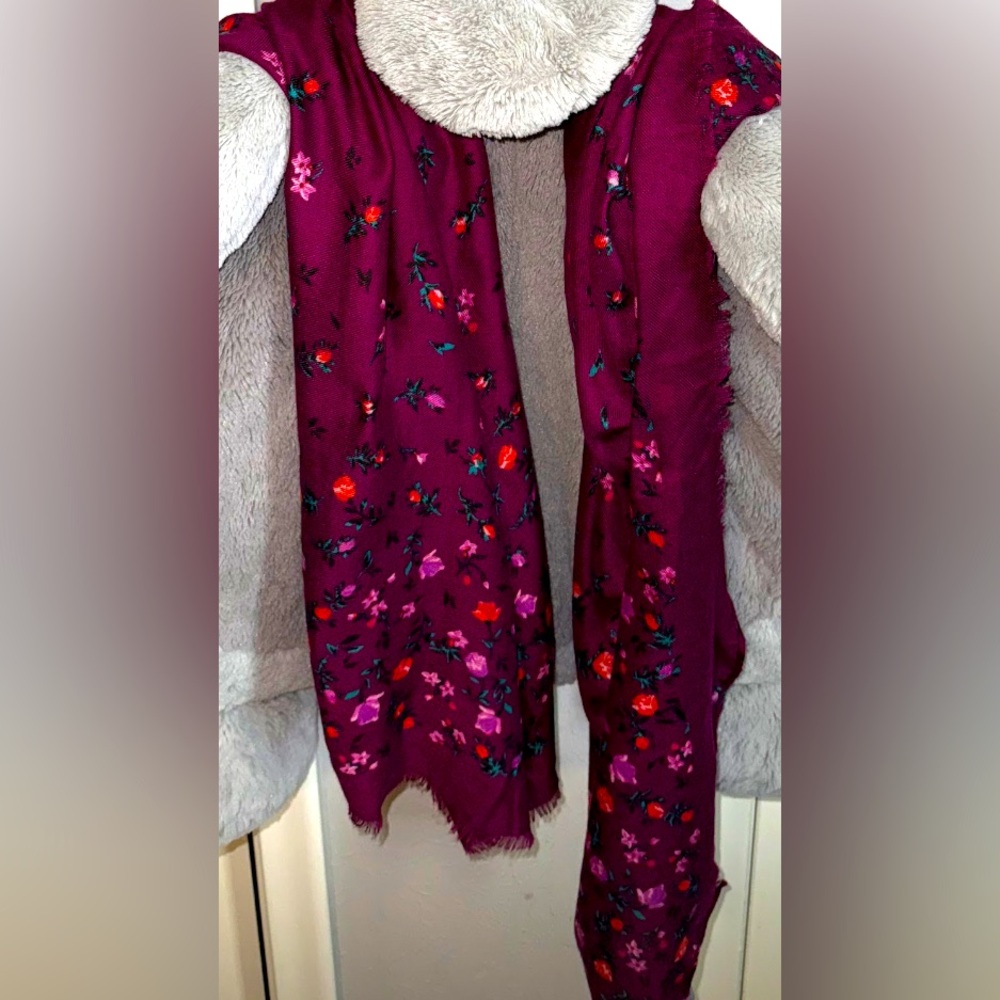 Floral Patterned Scarf in Rich Purple